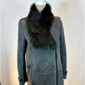 Burberry Shearling Lamb Women Knee Length Coat